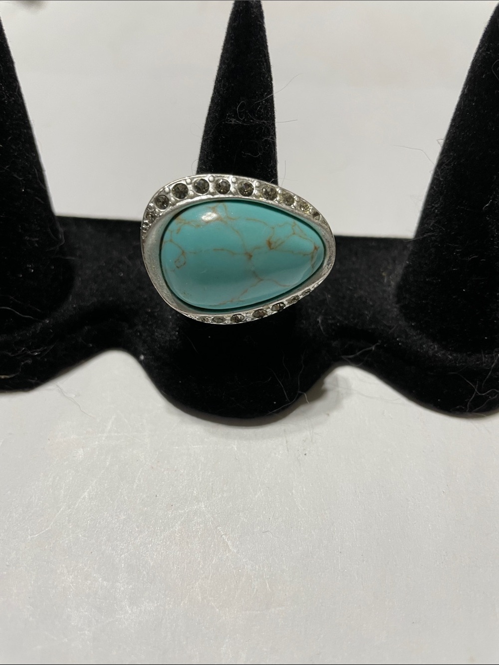 Lia Sophia Turquoise Teardrop Silver Ring